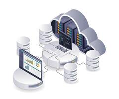 Professional dashboard for analyzing cloud server database technology vector