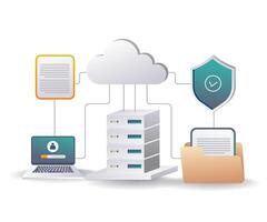 Network Security in Cloud Server Data Systems vector