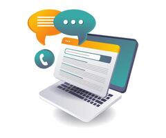 Interacting via Social Media Platforms on Desktop vector