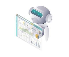 Artificial Intelligence Robots Analyzing Data vector