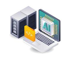 Artificial Intelligence and Server Data Management vector