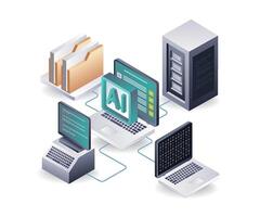 Artificial Intelligence Network for Server Data Control vector