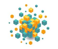 Abstract box technology background isometric illustration vector