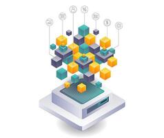 Blockchain Technology Network in Business Systems vector