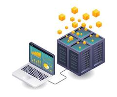 Network analyzing the growth of business data in blockchain technology vector