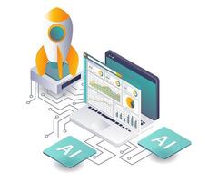 Artificial Intelligence Startup Launch Analysis Management vector