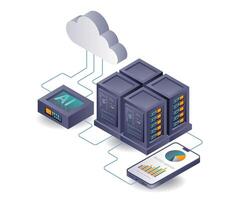 Artificial Intelligence Data Analysis in Cloud Server Technology vector