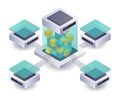 Blockchain server network technology vector