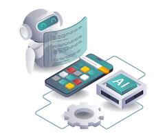 Artificial intelligence system develops smartphone application vector