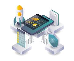 Smartphones Analyzing Business Data for Tech Startups vector