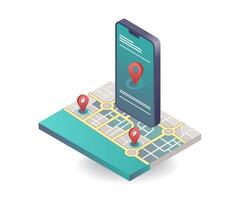 Technologies of Smartphone Map Applications vector