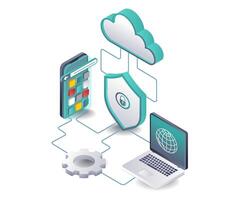 Smartphone application data management with cloud server technology vector