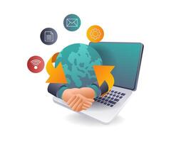 Global Transaction Ease with Computers vector
