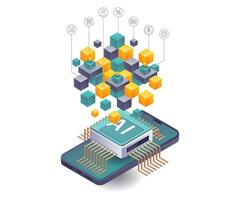 Integration of Blockchain and Smartphone in Business Networking vector