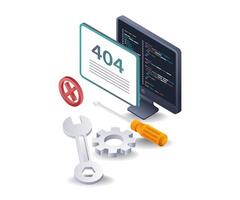 Error 404 Repair Troubleshooting Solutions vector
