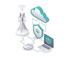 Tower Infrastructure and Cloud Server Technology in Global Information Networks vector