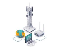 Hardware Network in Information Technology Systems vector