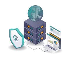 Global Server Data Security Management vector