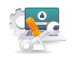 Optimizing Computer Performance flat illustration vector