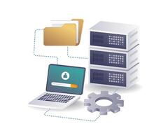 Network of Personal Data Servers flat isometric illustration vector