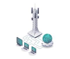 Network Integration of Computer Towers for Information Technology and Data vector
