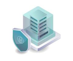 Protecting hosting server security isometric illustration vector