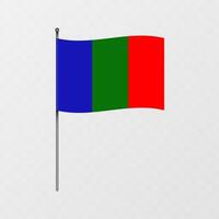 Department of Moquegua flag on flagpole. illustration. vector