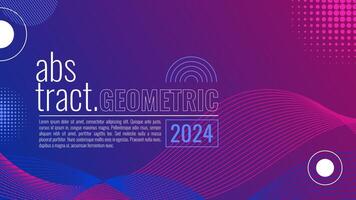 Modern abstract geometric background. Lines and circles element. Blue and pink gradient background vector