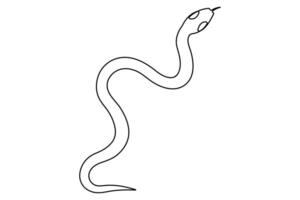 Snake continuous one line art hand drawing symbol. Poisonous reptile serpent outline, wildlife nature concept vector