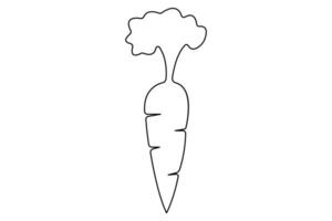 Simple carrot in continuous one line art drawing design, Growing carrot plant minimalist outline vector