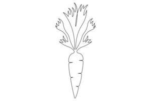 Simple carrot in continuous one line art drawing design, Growing carrot plant minimalist outline vector