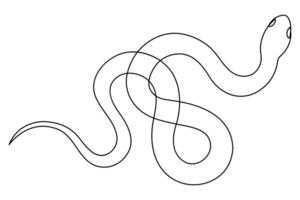 Snake continuous one line art hand drawing symbol. Poisonous reptile serpent outline, wildlife nature concept vector