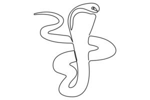 Snake continuous one line art hand drawing symbol. Poisonous reptile serpent outline, wildlife nature concept vector