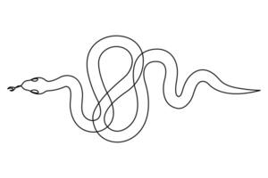 Snake continuous one line art hand drawing symbol. Poisonous reptile serpent outline, wildlife nature concept vector