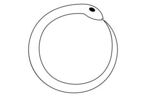 Snake continuous one line art hand drawing symbol. Poisonous reptile serpent outline, wildlife nature concept vector