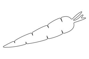 Simple carrot in continuous one line art drawing design, Growing carrot plant minimalist outline vector
