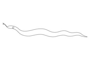 Snake continuous one line art hand drawing symbol. Poisonous reptile serpent outline, wildlife nature concept vector