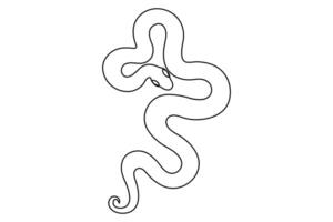 Snake continuous one line art hand drawing symbol. Poisonous reptile serpent outline, wildlife nature concept vector