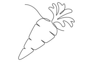 Simple carrot in continuous one line art drawing design, Growing carrot plant minimalist outline vector