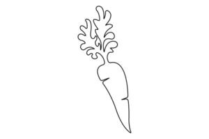Simple carrot in continuous one line art drawing design, Growing carrot plant minimalist outline vector