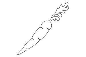 Simple carrot in continuous one line art drawing design, Growing carrot plant minimalist outline vector