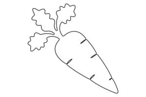 Simple carrot in continuous one line art drawing design, Growing carrot plant minimalist outline vector