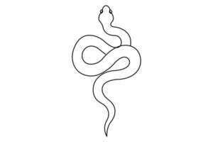 Snake continuous one line art hand drawing symbol. Poisonous reptile serpent outline, wildlife nature concept vector