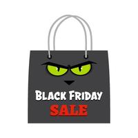 Black Friday Shopping Bag Cartoon Character With Text vector