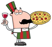 Chef Cartoon Character Holding A Glass With Wine vector