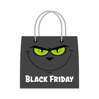 Black Friday Shopping Bag Cartoon Character With Text vector