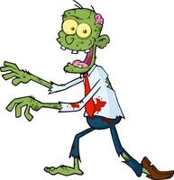 Cartoon Zombie Walking With Hands In Front vector