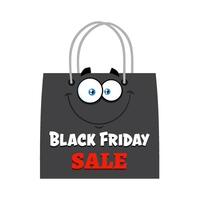 Black Friday Shopping Bag Cartoon Character With Text vector