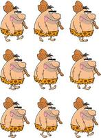 Caveman Cartoon Character Walk Cycle Animation Sprite vector