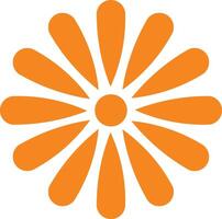 Bright and Minimalistic Orange Flower with Rounded Petals on a White Background vector